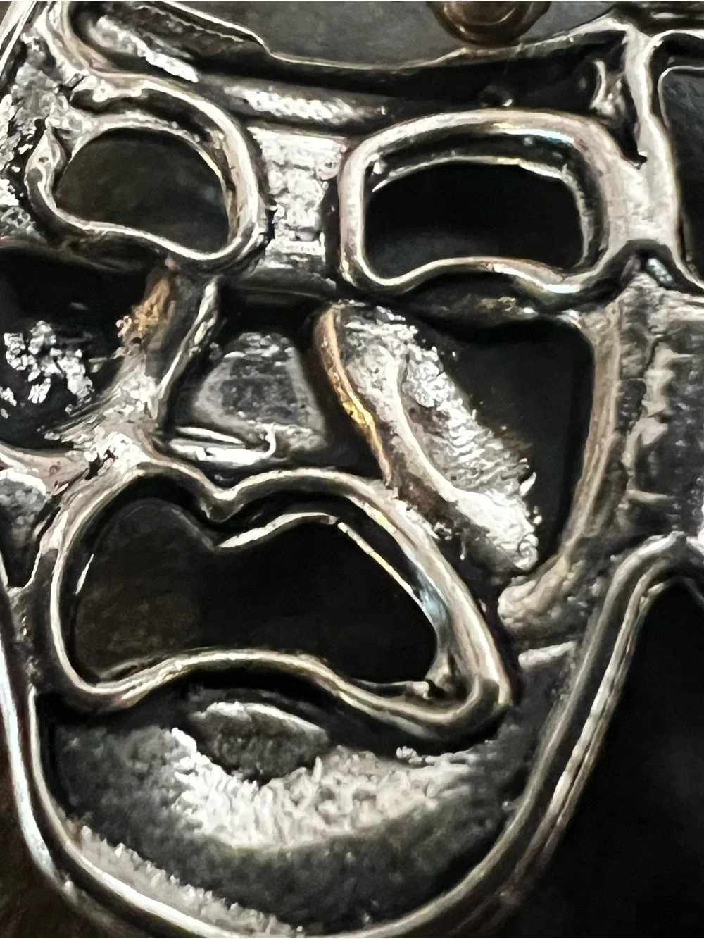 Silver Theater Mask Drop Earrings - Women's Jewelry